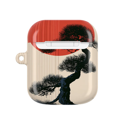 Crimson Sun Bonsai · Hard Case for AirPods & AirPods Pro · Beige