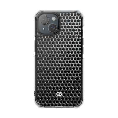 Brushed Perforated Steel · Clear Impact Magnetic Phone Case for iPhone ·  Silver