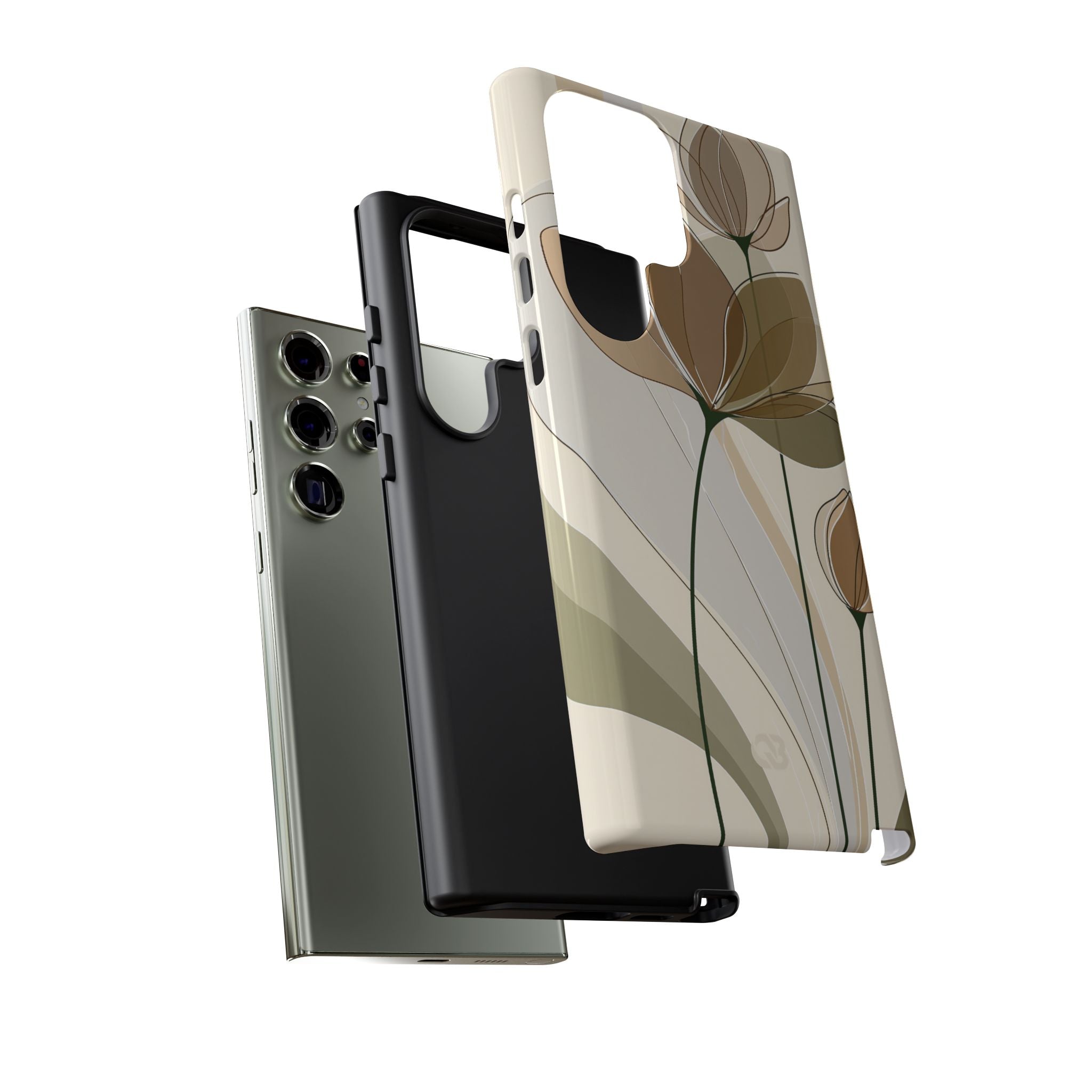 Beige Tough Phone Case for Samsung - Muted Ochre Petals