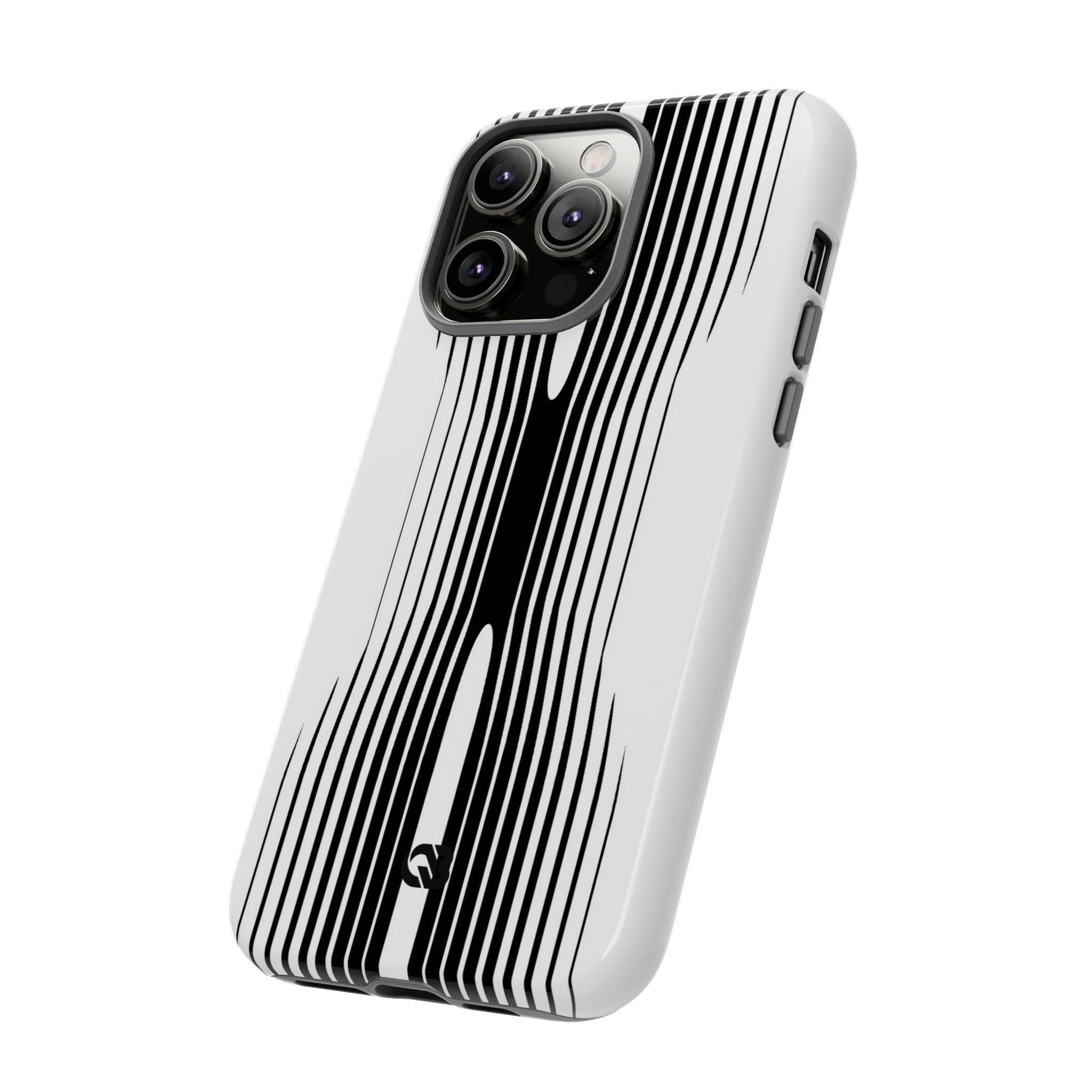 White Tough Phone Case for iPhone - Kinetic Mono Distortion