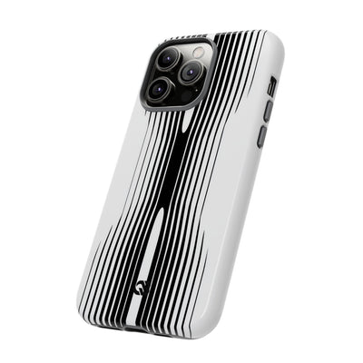 White Tough Phone Case for iPhone - Kinetic Mono Distortion