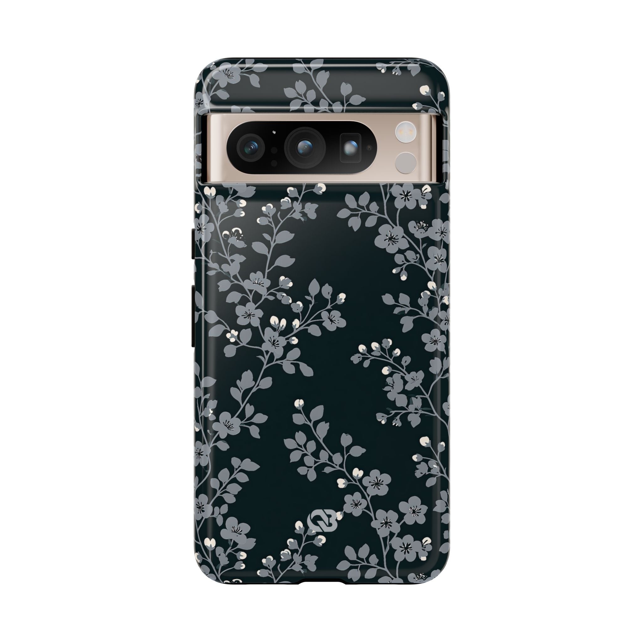Black Tough Phone Case for Google Pixel - Midnight Slate Blossom