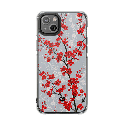Grey Impact MagSafe Phone Case for iPhone - Crimson Sakura Slate