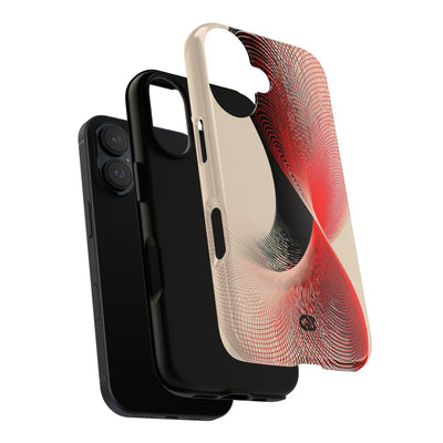 Red Tough Phone Case for iPhone - Crimson Grid Vortex