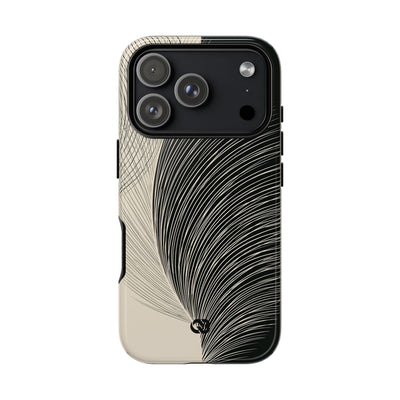 Beige Tough Phone Case for iPhone - Obsidian Cream Plume