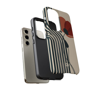 Beige Tough Phone Case for Samsung - Crimson Line Bloom