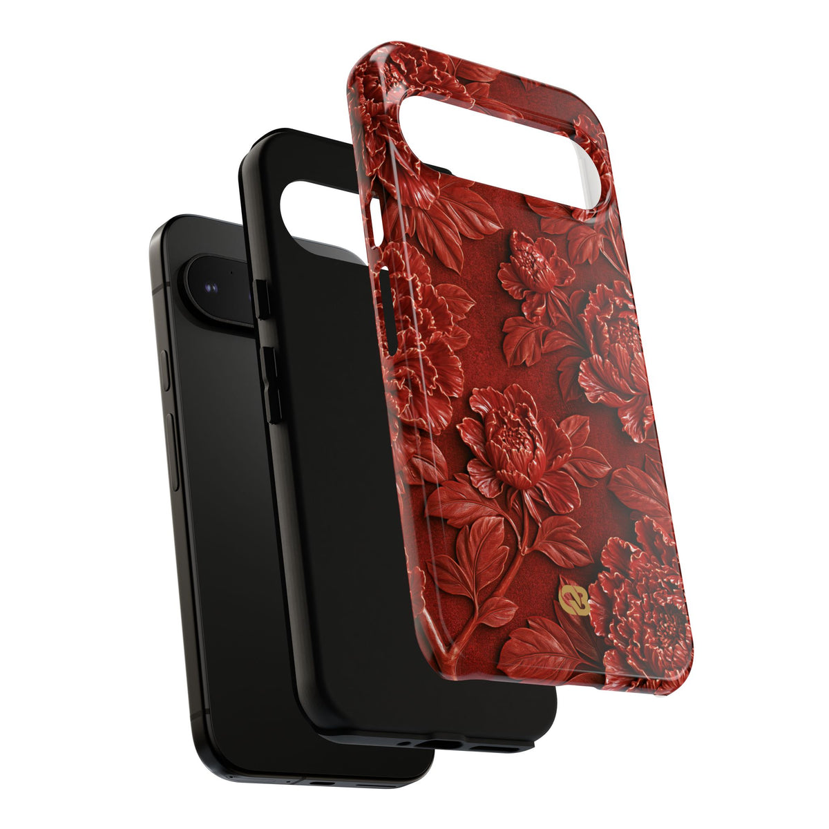 Cinnabar Peony Relief · Tough Phone Case for Pixel ·  Red
