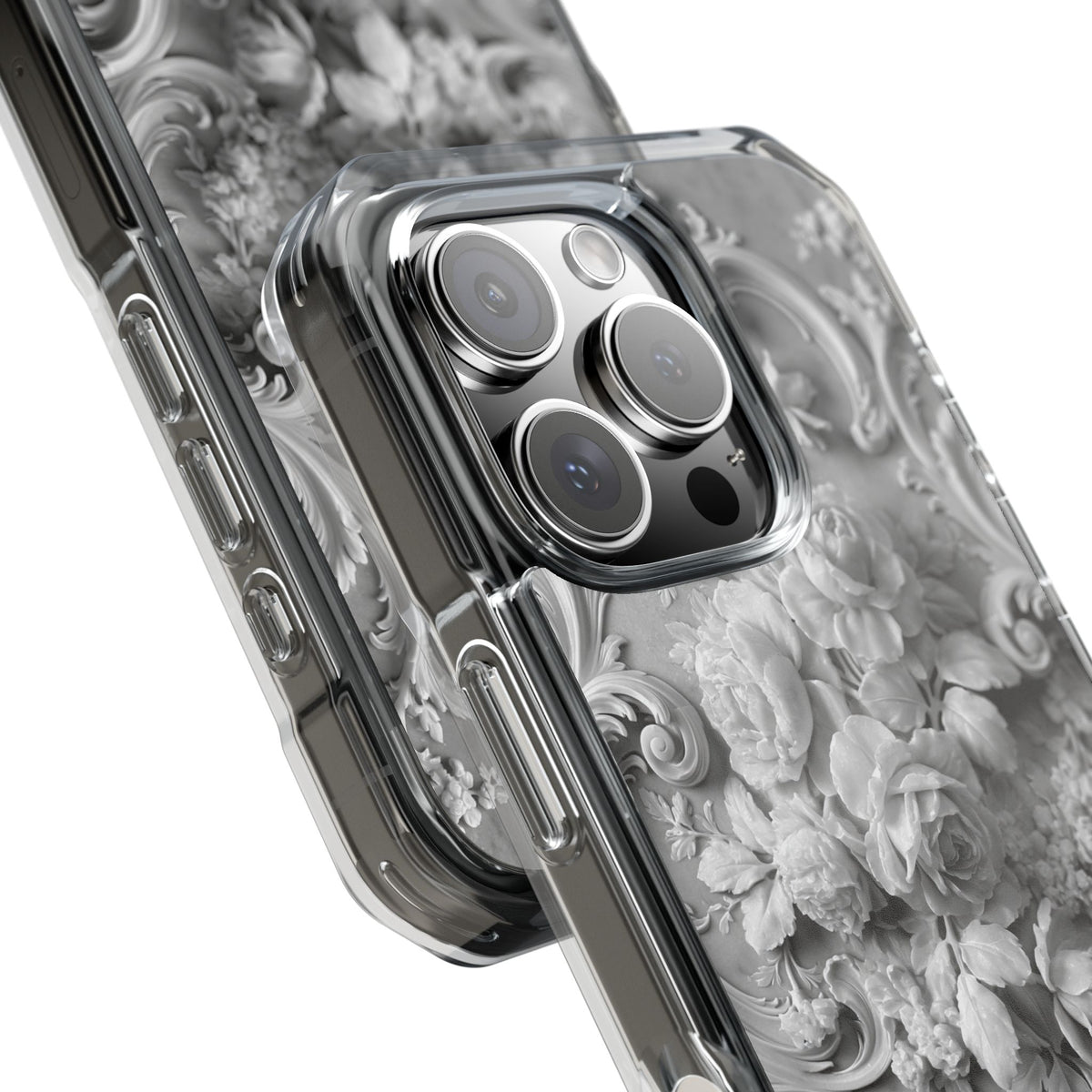 Rococo Marble Rose · Clear Impact Magnetic Phone Case for iPhone · White