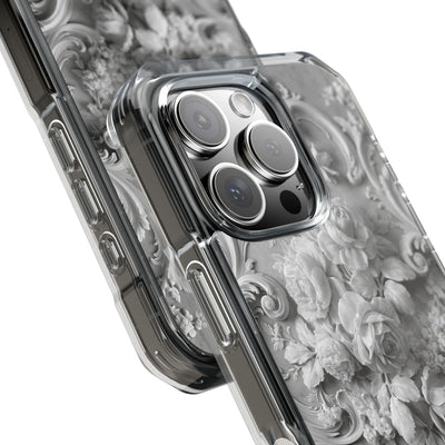 Rococo Marble Rose · Clear Impact Magnetic Phone Case for iPhone · White