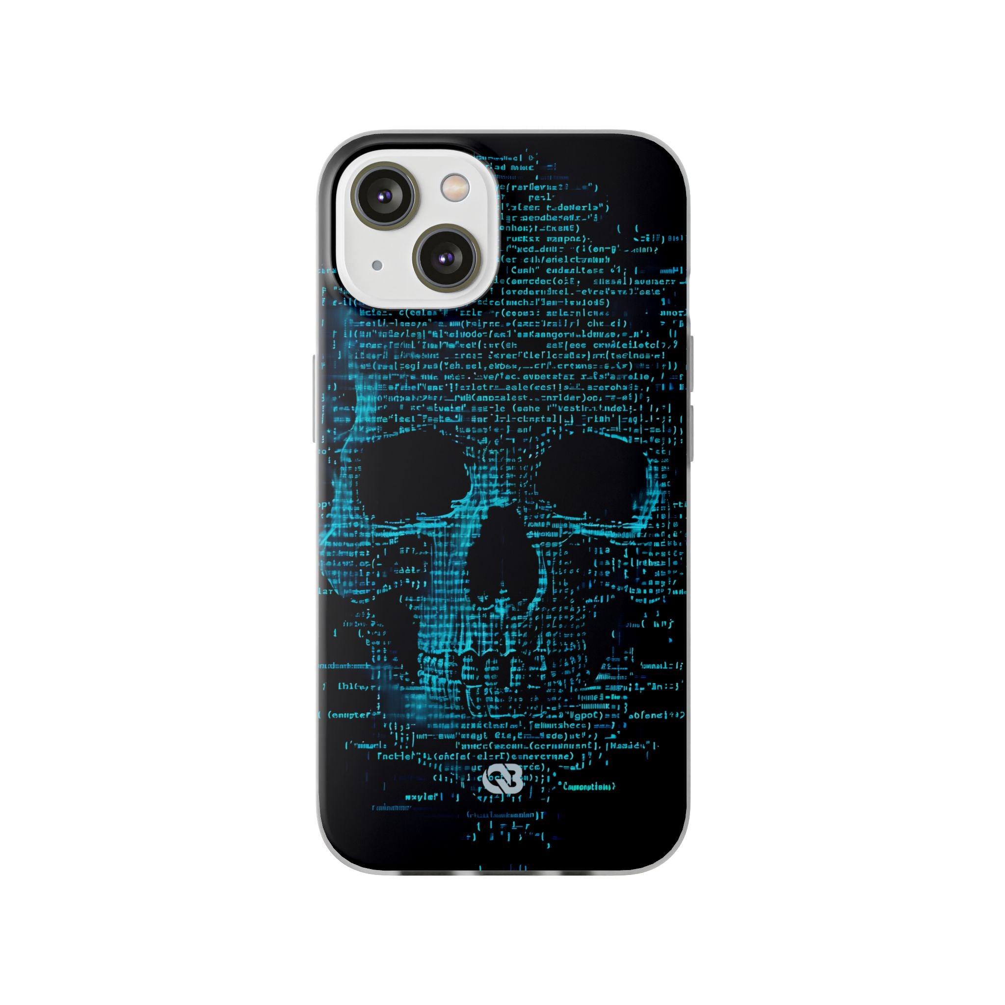 Cyan Glitch Skull · Soft Telefoncover til iPhone