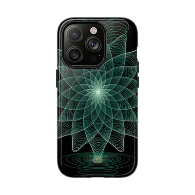 Green Tough 2.0 Magsafe Phone Case for iPhone - Cyan Signal Bloom