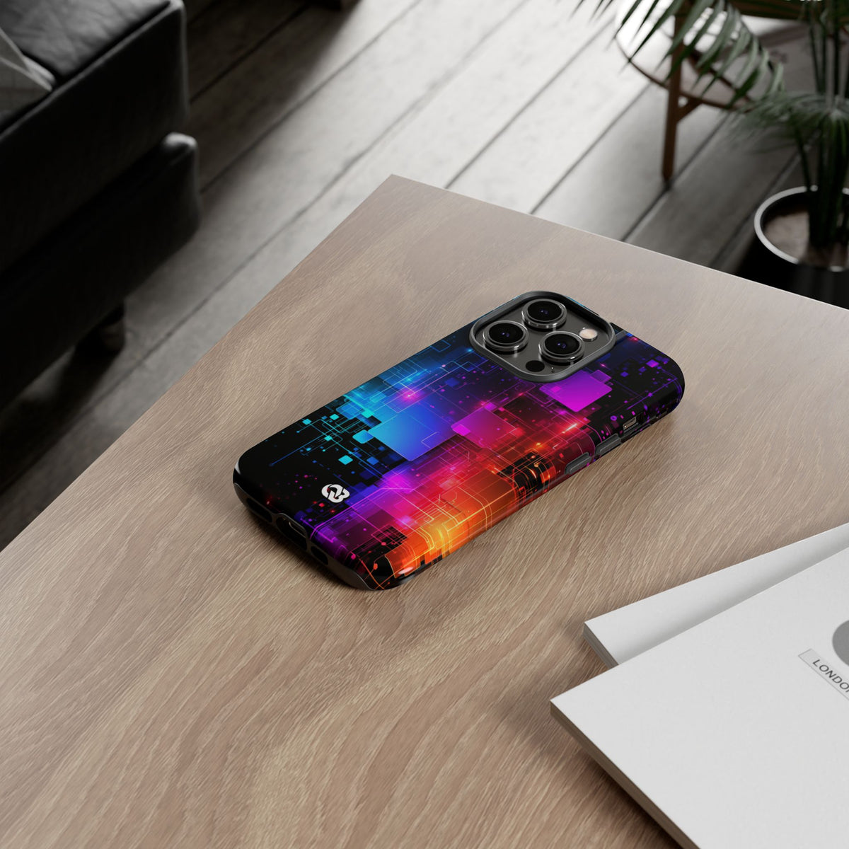 Spectral Circuit Grid · Tough Phone Case for iPhone · Black