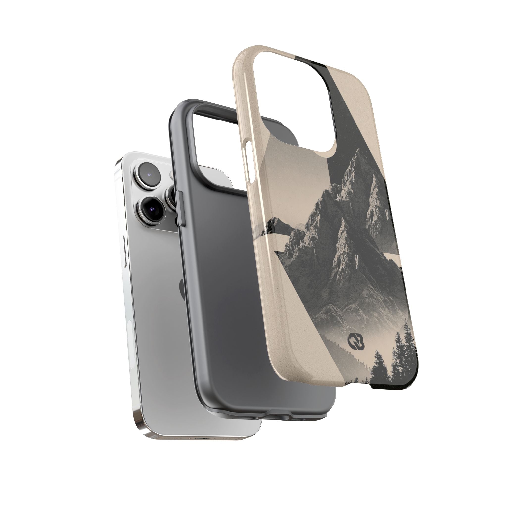 Beige Tough Phone Case for iPhone - Obsidian Summit Parchment