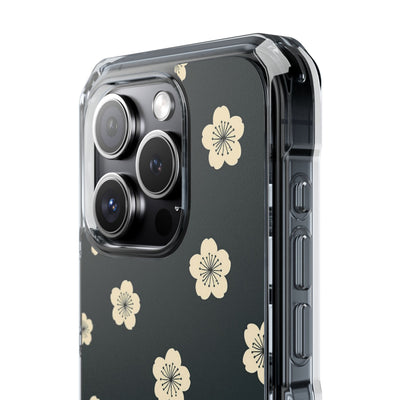 Teal Impact MagSafe Phone Case for iPhone - Obsidian Cream Petals