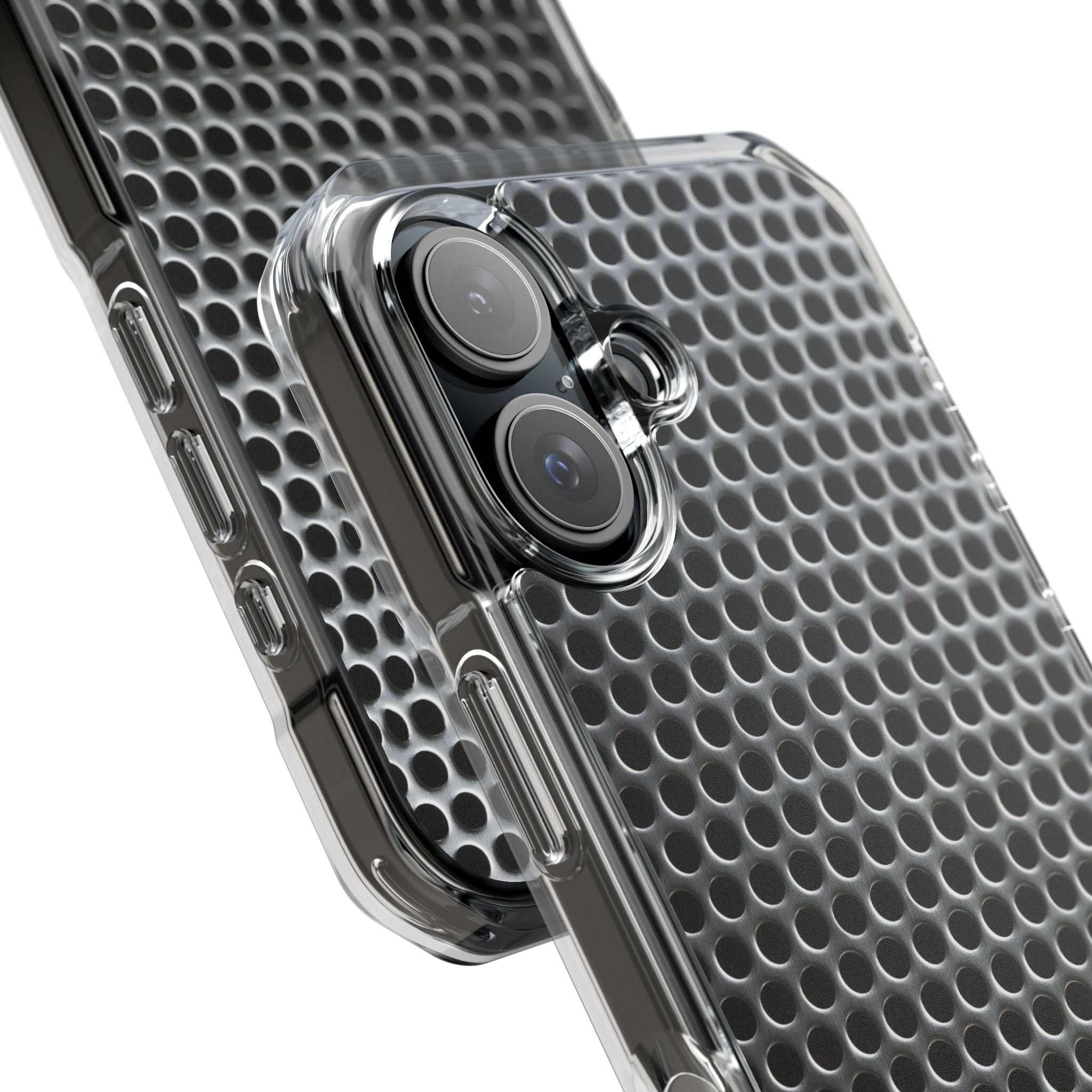 Silver Impact MagSafe Phone Case for iPhone - Brutalist Steel Mesh