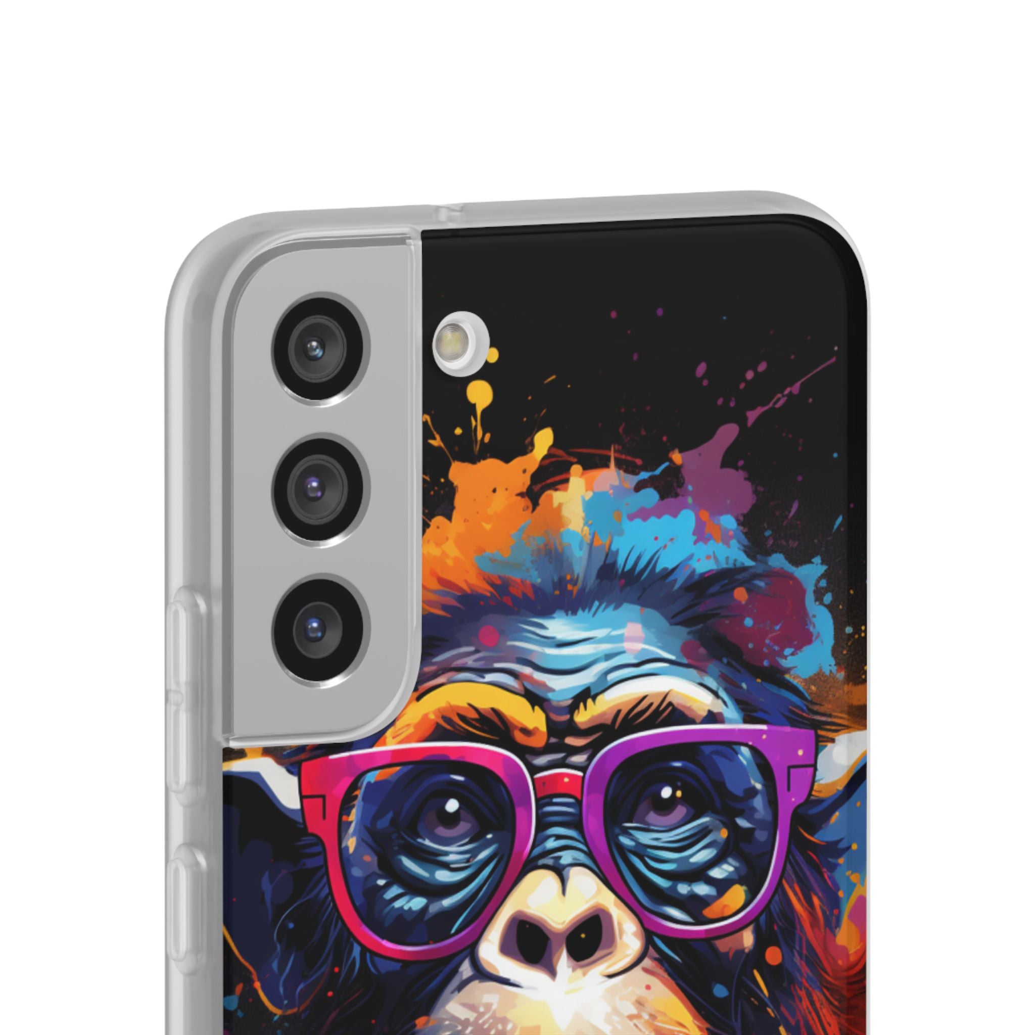 Neon Splatter Primate · Soft Telefoncover til Samsung