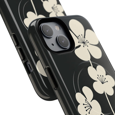 Black Tough 2.0 Magsafe Phone Case for iPhone - Obsidian Cream Bloom