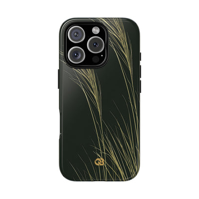 Green Tough Phone Case for iPhone - Midnight Gilded Grass