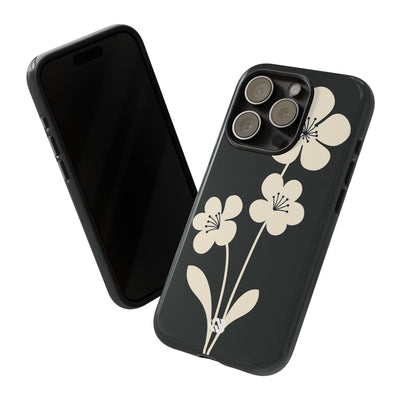 Black Tough Phone Case for iPhone - Obsidian Cream Bloom