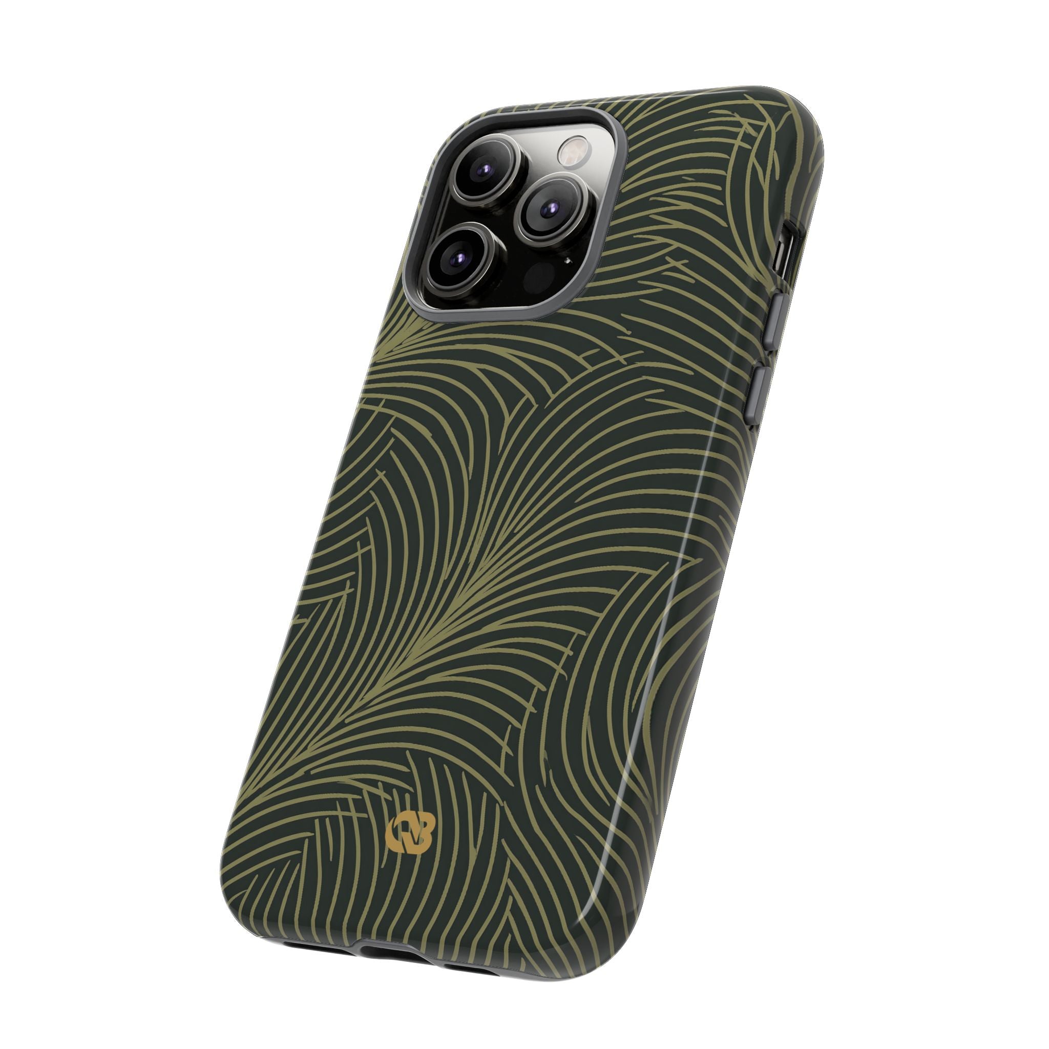 Green Tough Phone Case for iPhone - Dark Olive Plume
