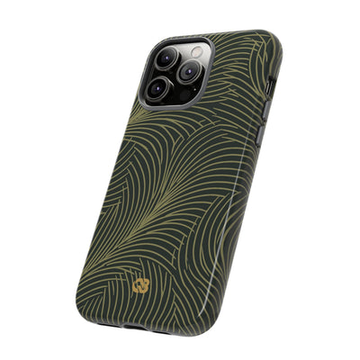 Green Tough Phone Case for iPhone - Dark Olive Plume