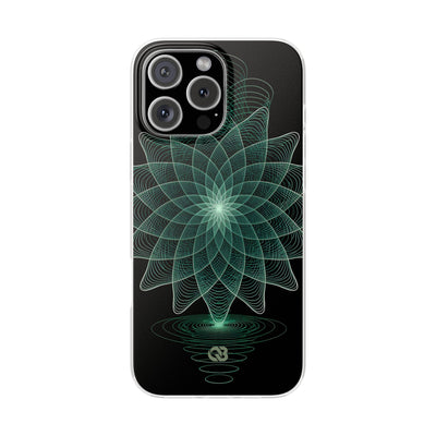 Green Lite Phone Case for iPhone - Cyan Signal Bloom