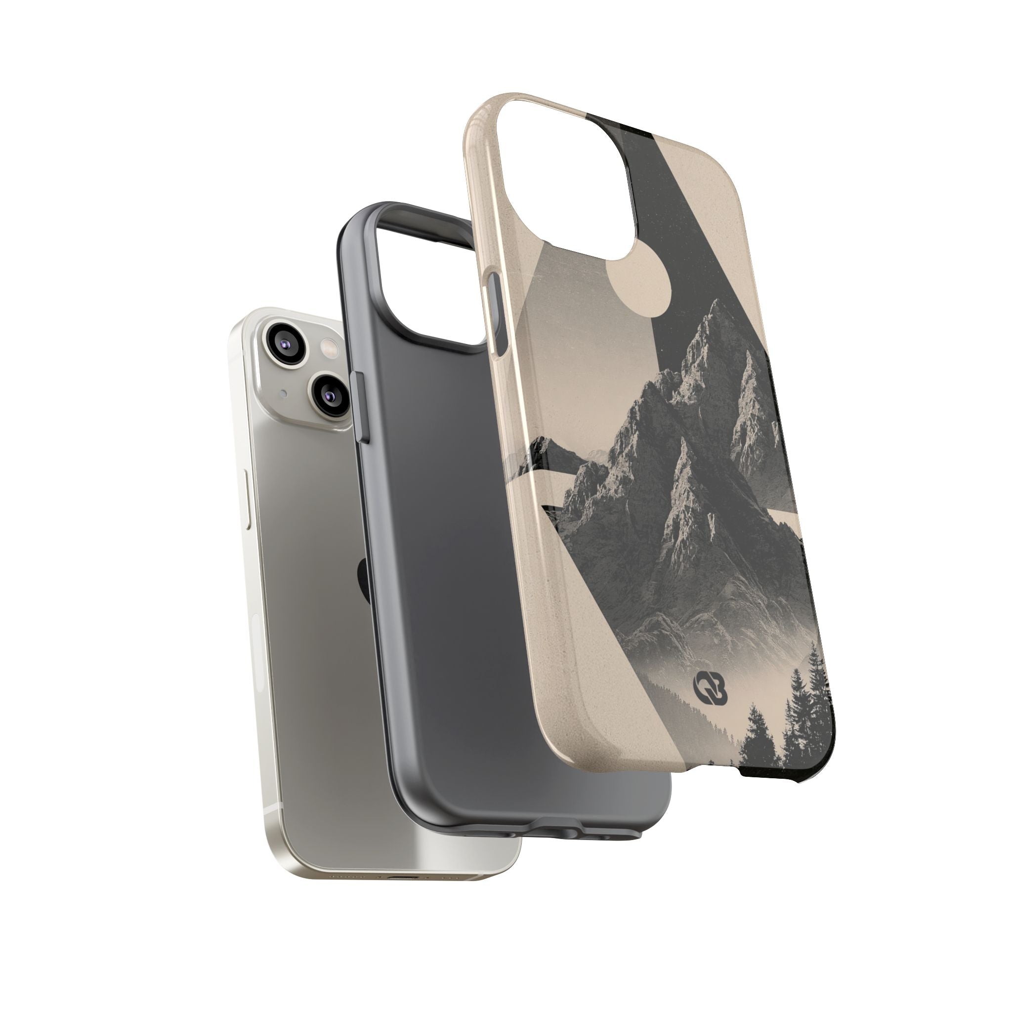 Beige Tough Phone Case for iPhone - Obsidian Summit Parchment
