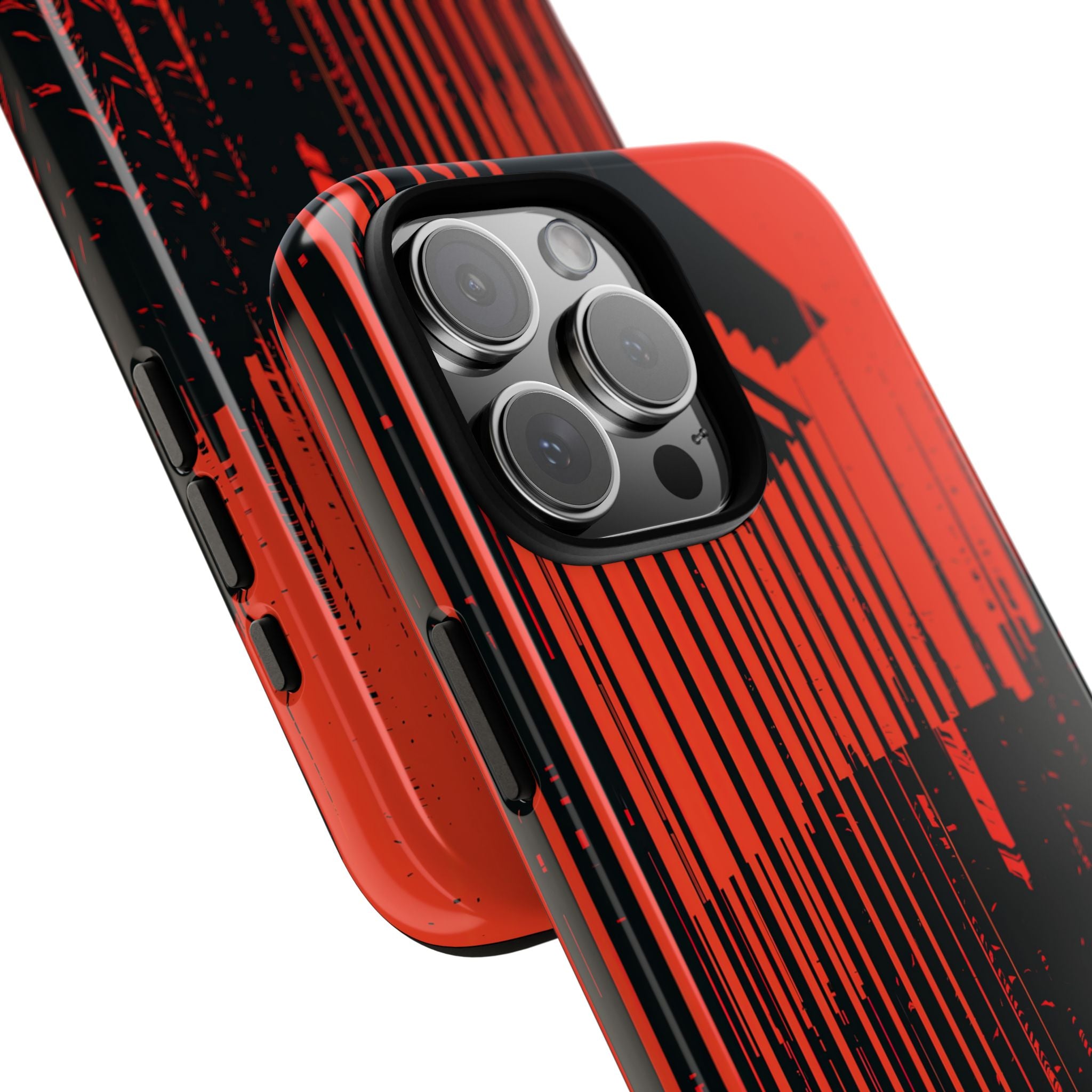 Red Tough Phone Case for iPhone - Crimson Brutalist Distortion