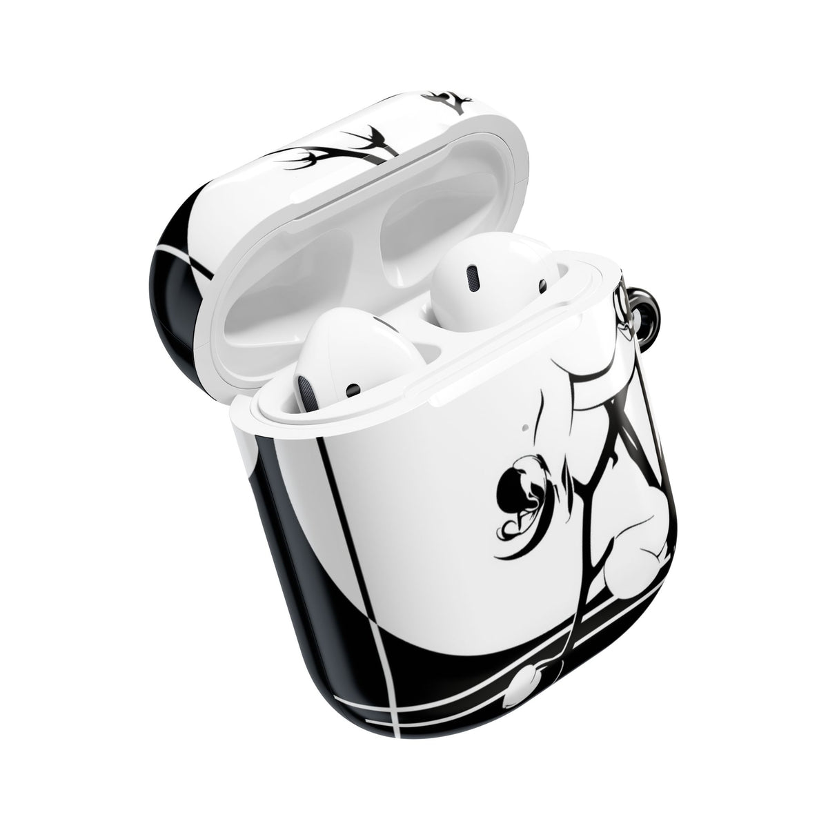 Nocturne Orchid Bloom · Hard Case for AirPods & AirPods Pro · Black