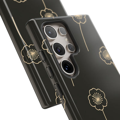 Black Tough Phone Case for Samsung - Obsidian Sand Petals