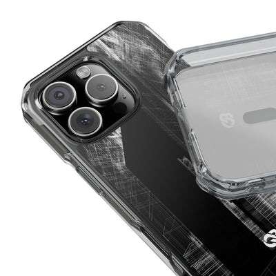 Black Impact MagSafe Phone Case for iPhone - Ghost Urban Wireframe