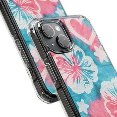 Tropical Hibiscus Bloom · Clear Impact Magnetic Phone Case for iPhone · Teal
