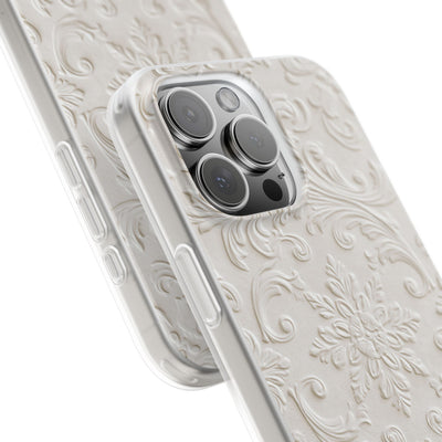 White Lite Phone Case for iPhone - Alabaster Floral Relief