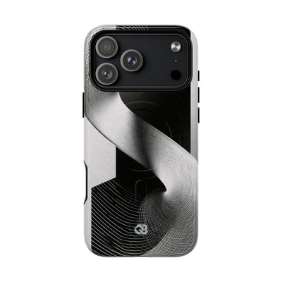 Grey Tough 2.0 Magsafe Phone Case for iPhone - Obsidian Moiré Wave