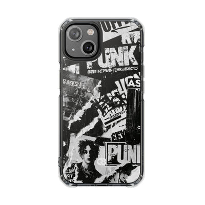 Underground Punk Collage · Clear Impact Magnetic Phone Case for iPhone · Black