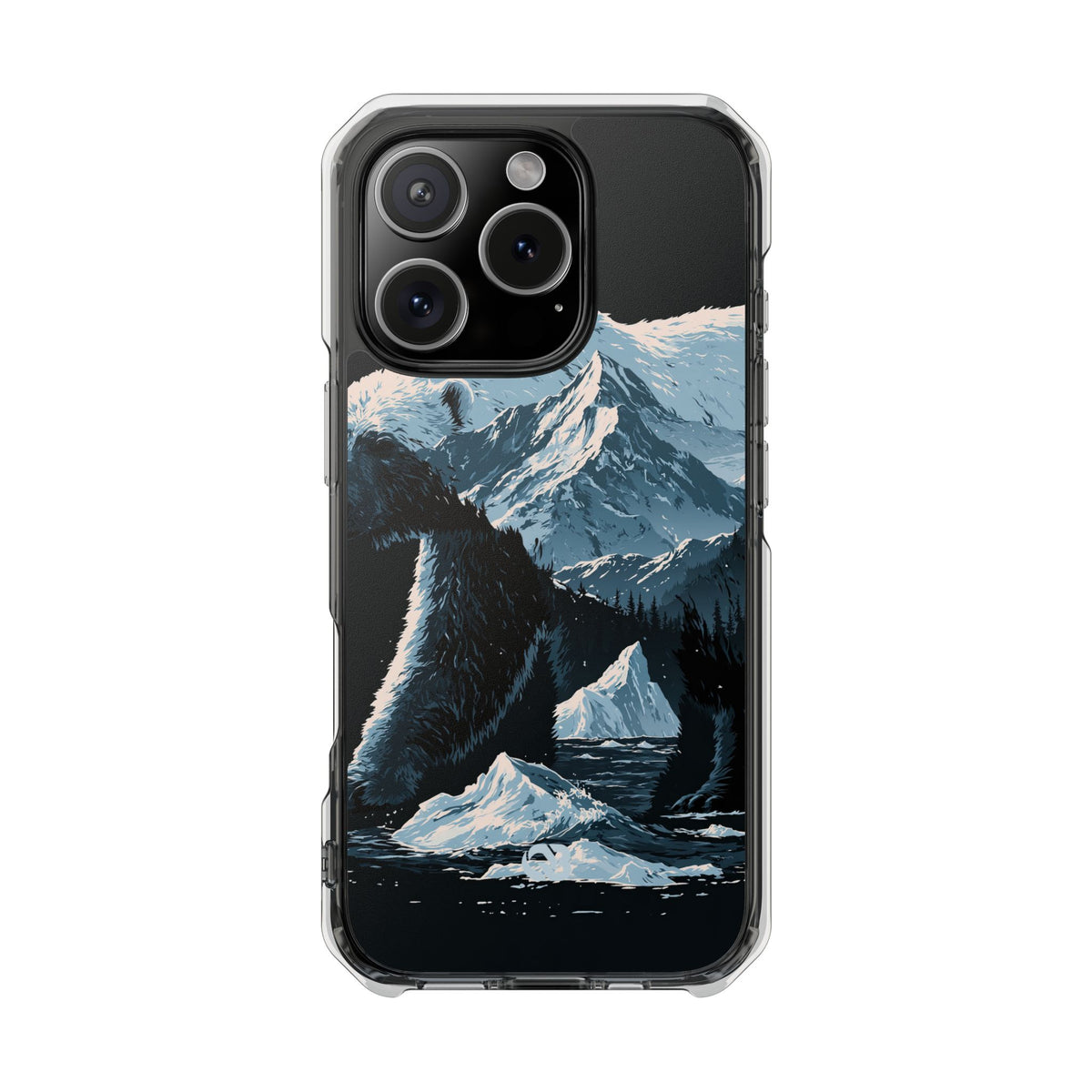 Nordic Arctic Bear · Clear Impact Magnetic Phone Case for iPhone · Black