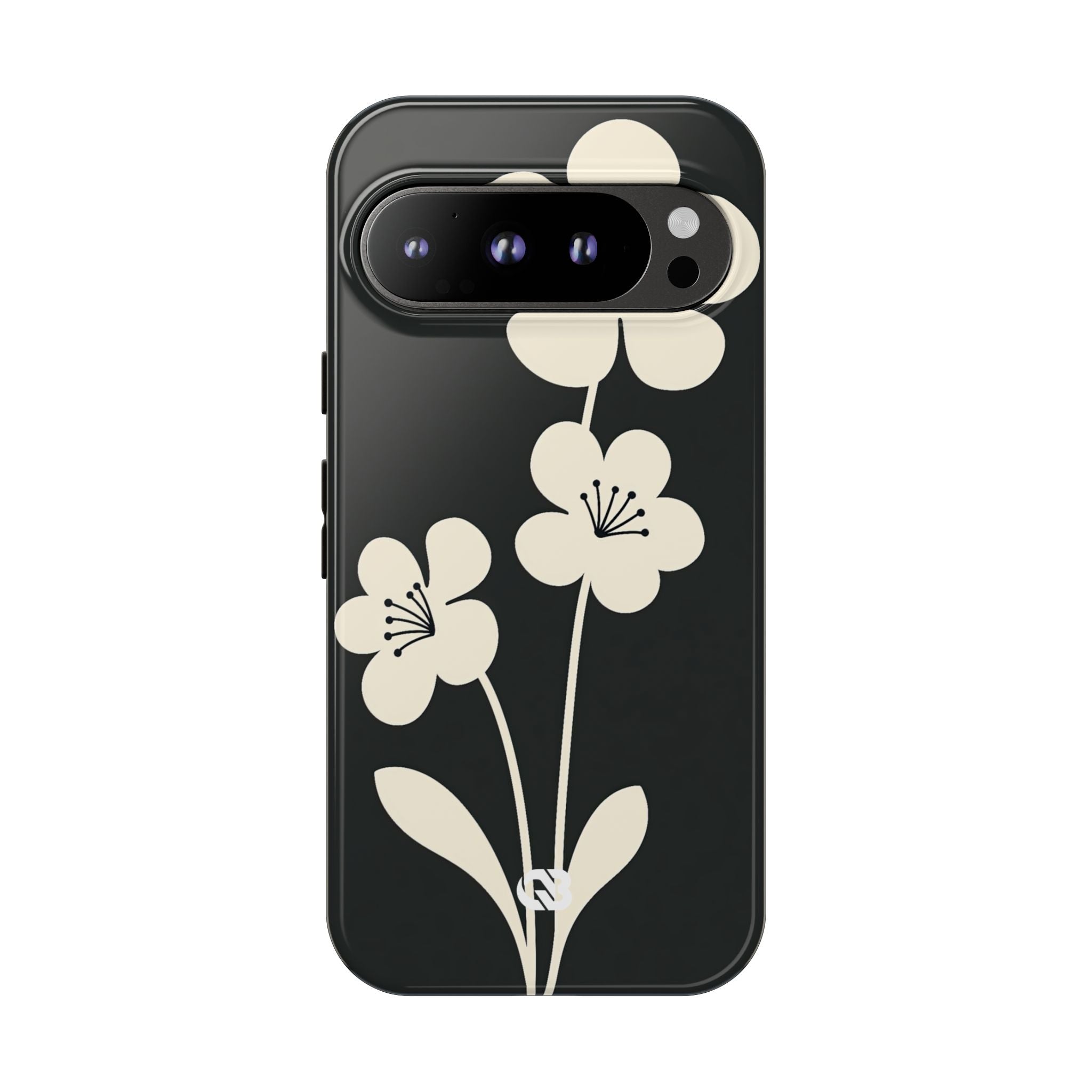 Black Tough Phone Case for Google Pixel - Obsidian Cream Bloom