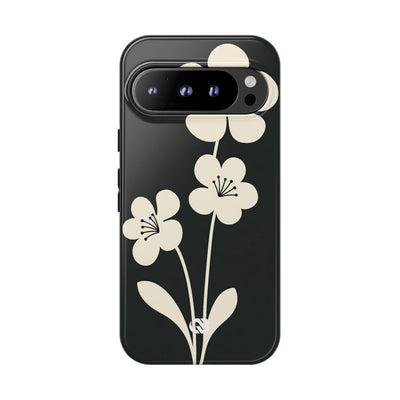 Black Tough Phone Case for Google Pixel - Obsidian Cream Bloom