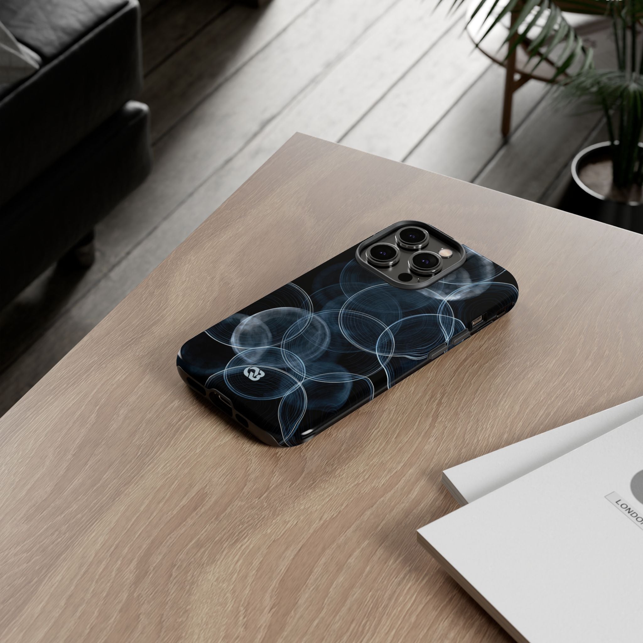 Blue Tough Phone Case for iPhone - Cyan Pulse Ripple