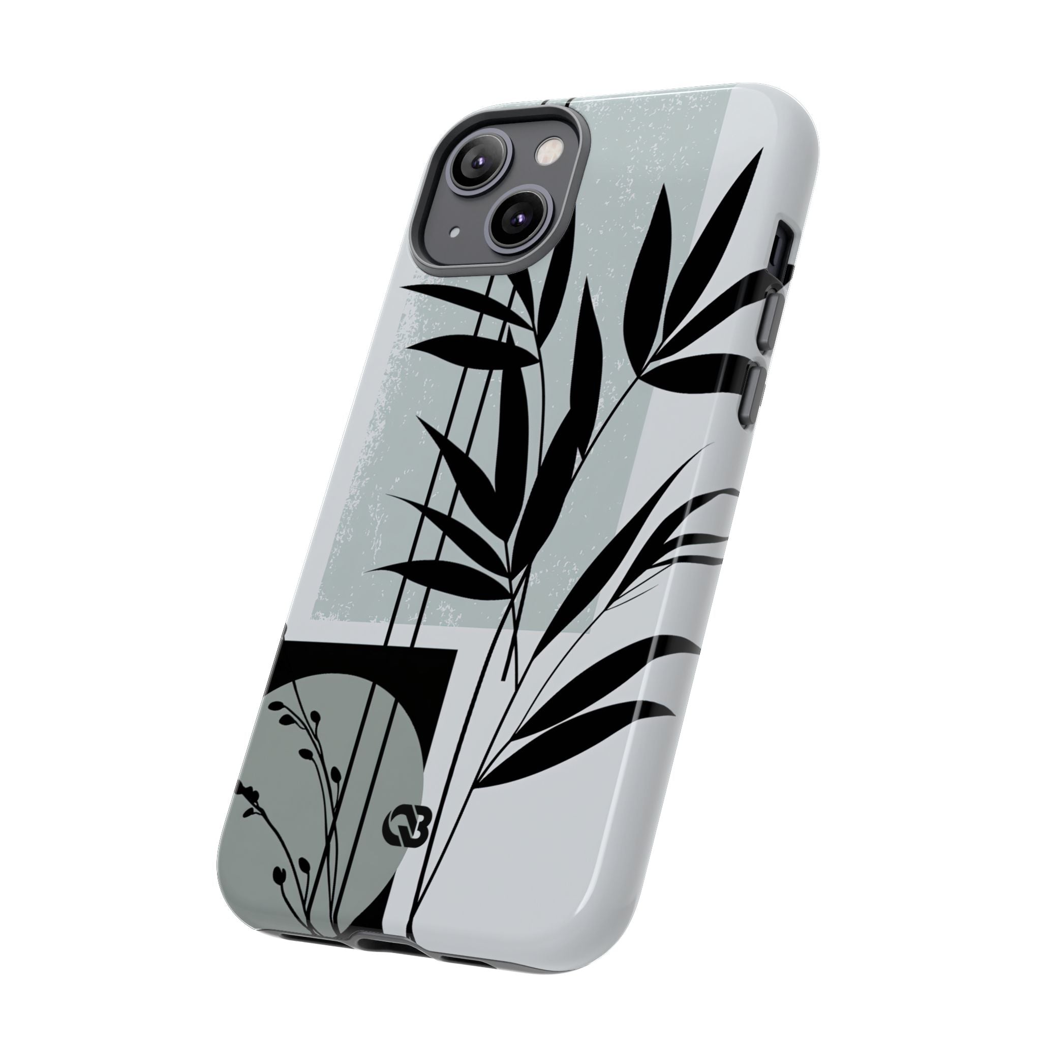 Grey Tough Phone Case for iPhone - Sage Bamboo Noir
