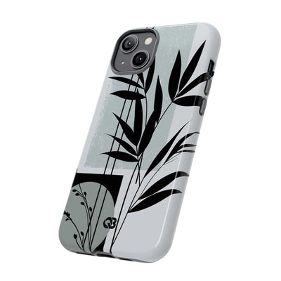 Grey Tough Phone Case for iPhone - Sage Bamboo Noir