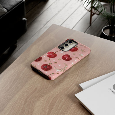 Bedazzled Ruby Cherries · Tough Phone Case for Samsung · Pink