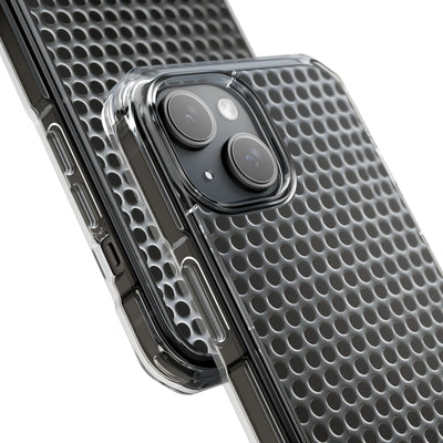 Brushed Perforated Steel · Clear Impact Magnetic Phone Case for iPhone ·  Silver