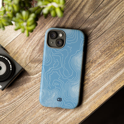 Blue Tough Phone Case for iPhone - Glacial Ridge Topo