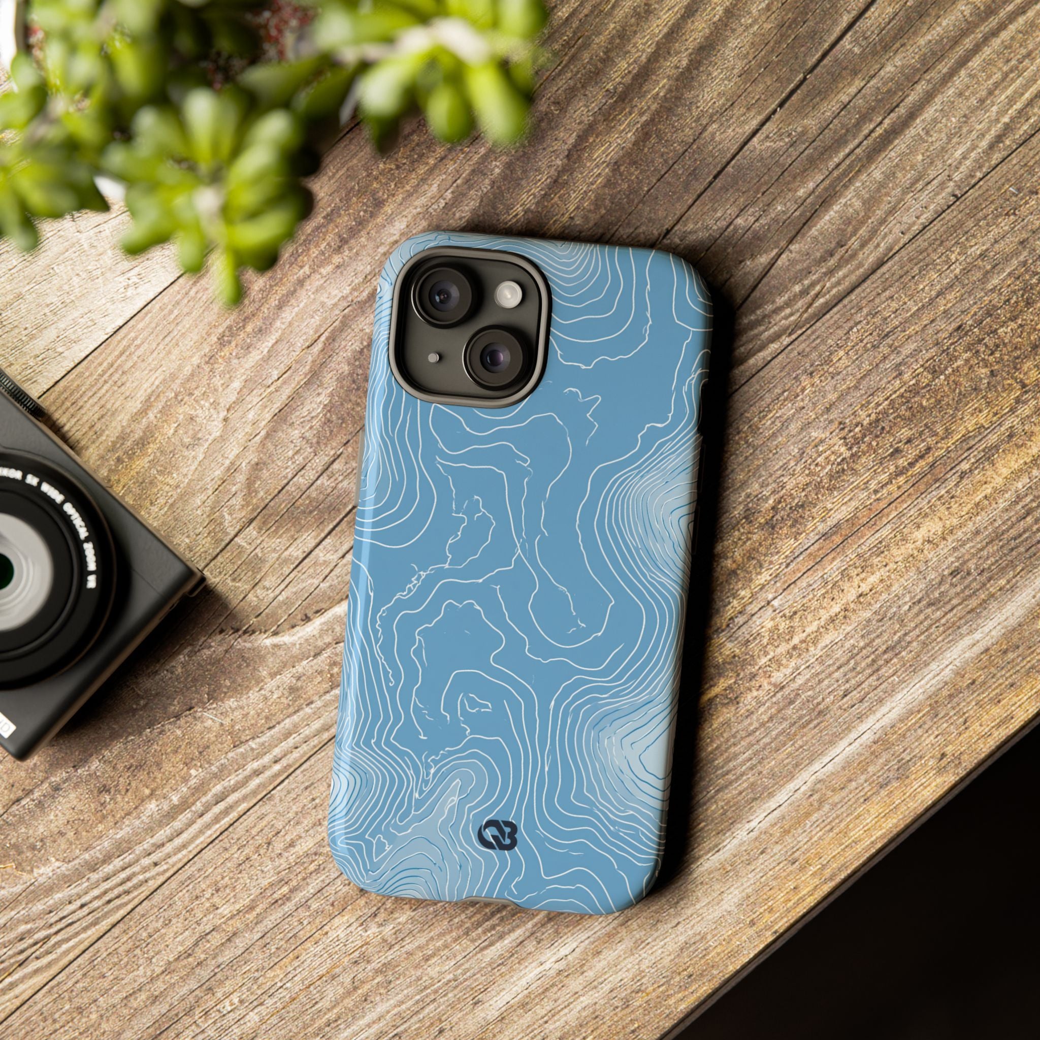 Blue Tough Phone Case for iPhone - Glacial Ridge Topo