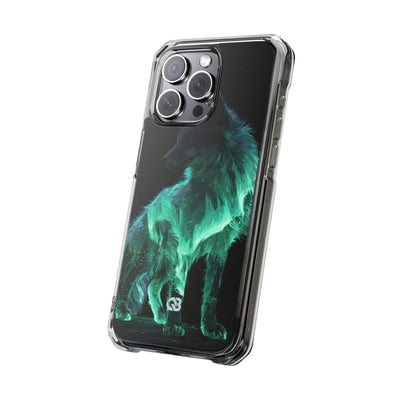Nordic Aurora Fox · Clear Impact Magnetic Phone Case for iPhone · Teal