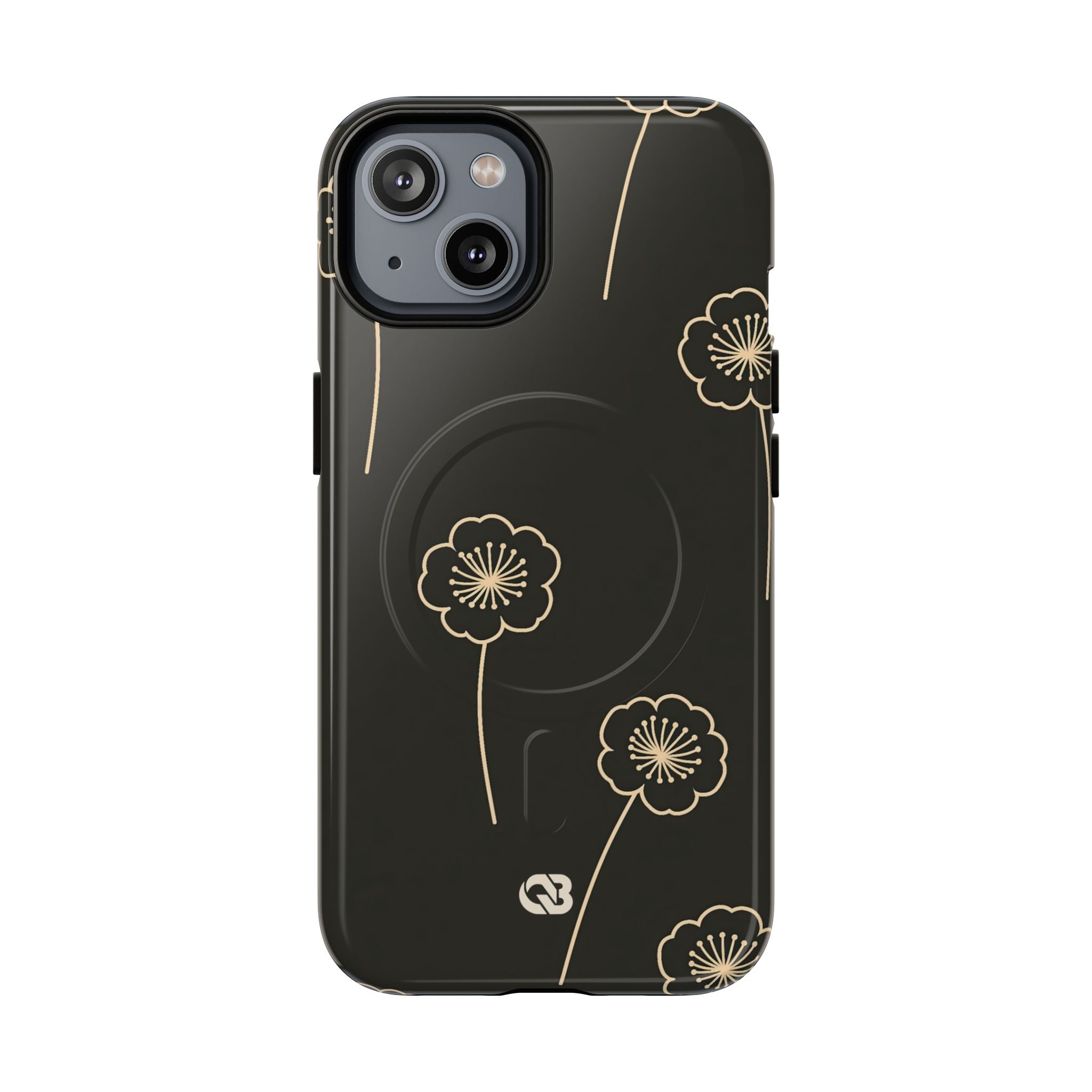 Black Tough 2.0 Magsafe Phone Case for iPhone - Obsidian Sand Petals