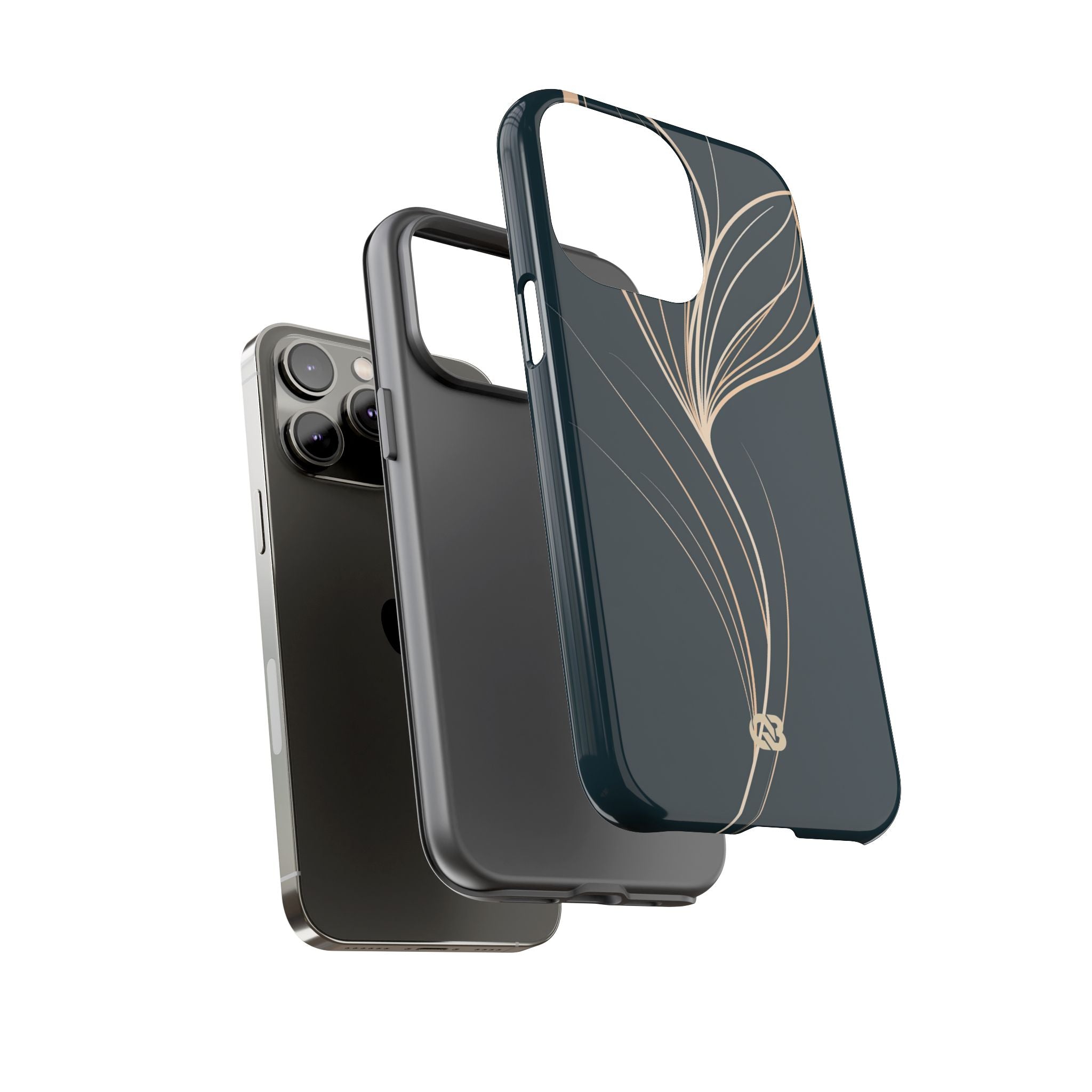 Teal Tough Phone Case for iPhone - Sandstone Silk Flora