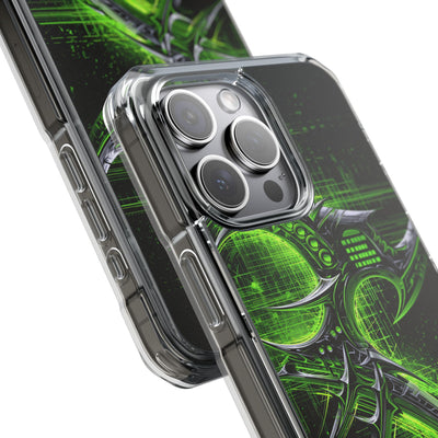 Cyber Sigil Grid · Clear Impact Magnetic Phone Case for iPhone · Green