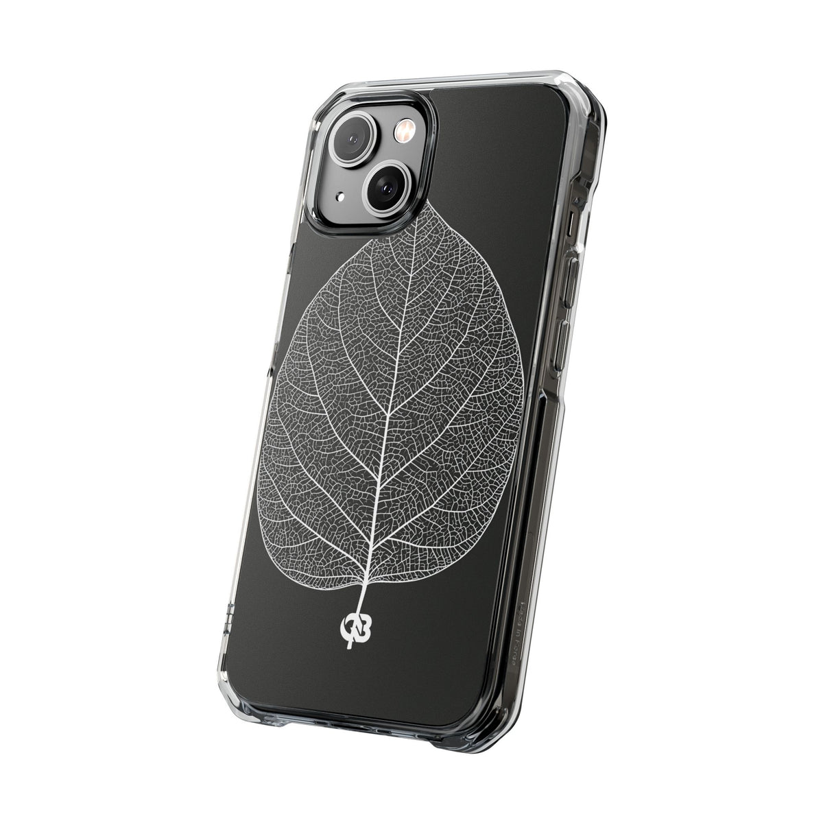 Monochrome Leaf Skeleton · Clear Impact Magnetic Phone Case for iPhone ·  Black